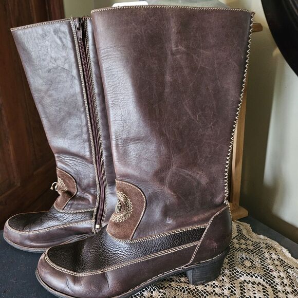 Tsonga Brown Leather Mid-Heel Boots Size 9.5 US / 41 EU Made in South Africa - Picture 3 of 15